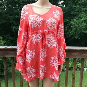Escapada Beach Orange White Cover Up Size Small